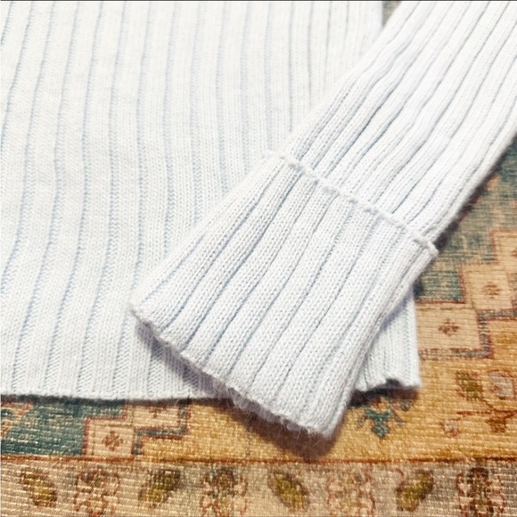 Y2K Baby blue collared ribbed sweater cuffed sleeves size large - Picture 4 of 5
